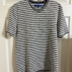 Vince Camuto Gray and White Striped T-Shirt